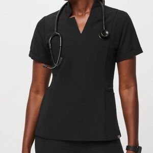 Figs NWT Black Inala Slim Scrub Top Size XS